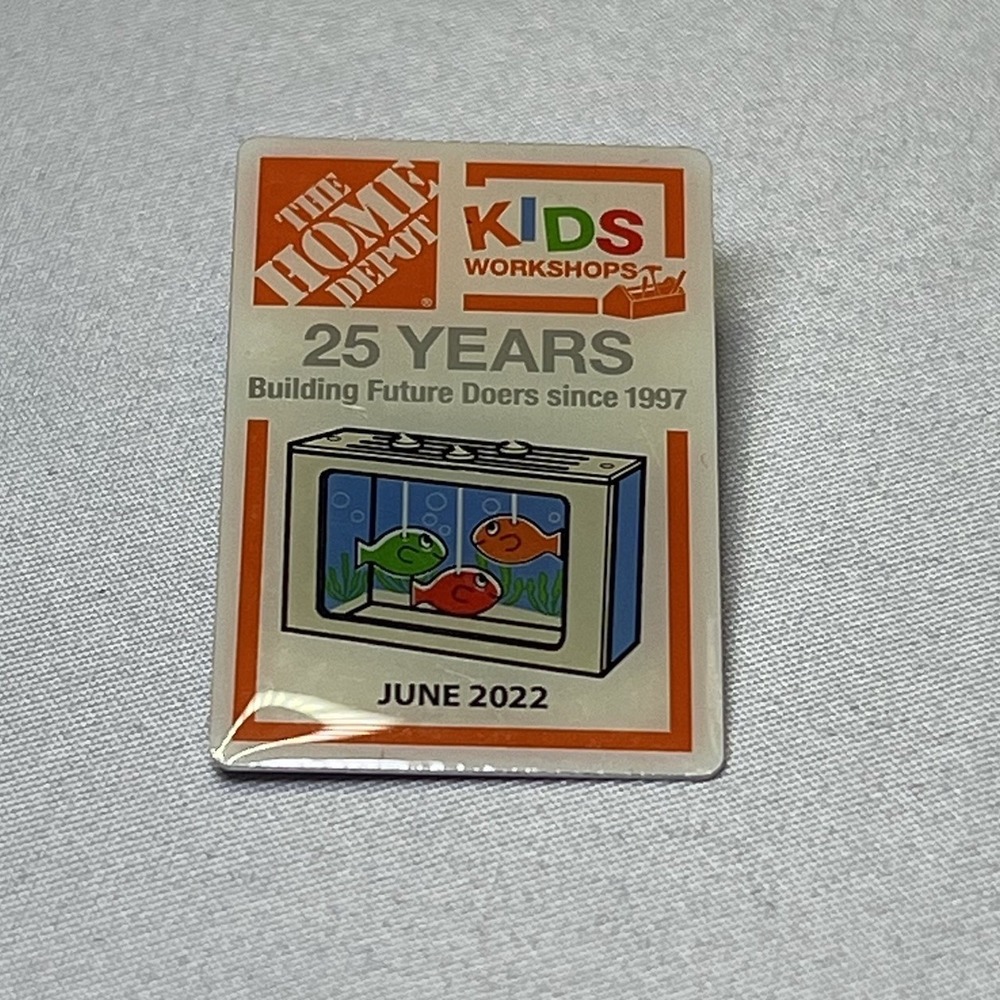 June 2022 Home Depot Kids‎ Workshop Craft Vest Hat Pin Fish Tank